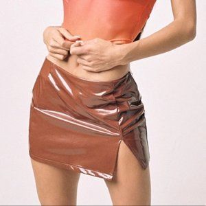 Brown Vinyl Mini Skirt